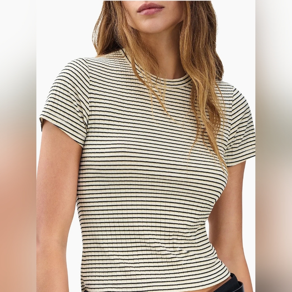 Rag & Bone Luca Striped Baby Tee. Size S